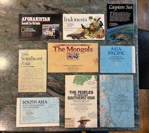 National Geographic Maps & Supplements of Asia (Lot of 9) Vintage 1959 Map - Picture 1 of 4