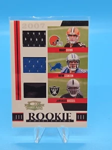 2007 Donruss Threads 462/500 Brady Quinn Drew Stanton JaMarcus Russell #RTM-2 RC - Picture 1 of 10