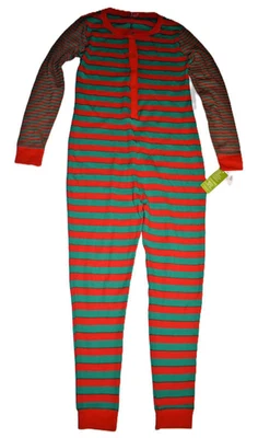 Traje de unión de una pieza tejido gofre para mujer verde/rojo/rayas Jammies Target talla S Foto 1 de 4