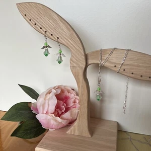 Schmuckset silber 925 Ohrringe Kette Charm Handmade Grün - Bild 1 von 9