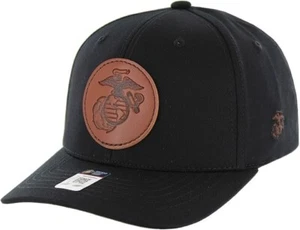 US Marine Baseball Cap with Anchor and Globe Insignia on Leather Patch - Picture 1 of 17