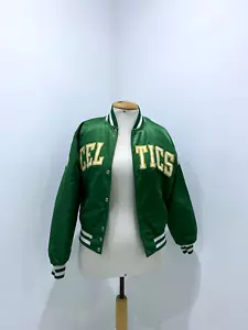 Vintage 80s Boston Celtics Starter Satin NBA Bomber Jacket Green Size S Rare - Picture 1 of 10