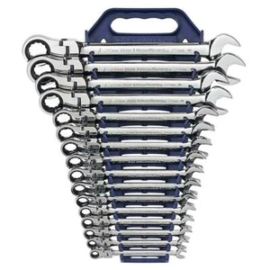 Metric 72-Tooth Flex Head Combination Ratcheting Wrench Tool Set (16-Piece) - Picture 1 of 6