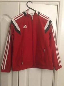 Adidas Retro Windbreaker Tracksuit Jacket Coat Red Kids Uk YM Medium - Picture 1 of 5