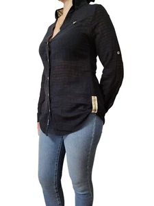 Burberry London Shirt Womens M Black Plaid long Sleeve light Top - Picture 1 of 12