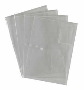 A4 Document Wallets Popper Clear Stud Business Card Slot - Pack 100 - Picture 1 of 1