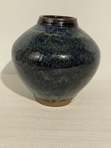 Greg Wenz Signed Dated Studio Pottery Vase Arizona Earth Tone 1983 Blue Drip 551 - Picture 1 of 7