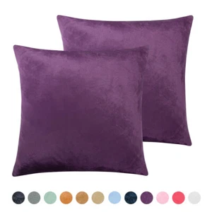Velvet Cushion Cover 2 Pack Ultra Soft Various Colors Throw Pillow Case - Picture 1 of 64