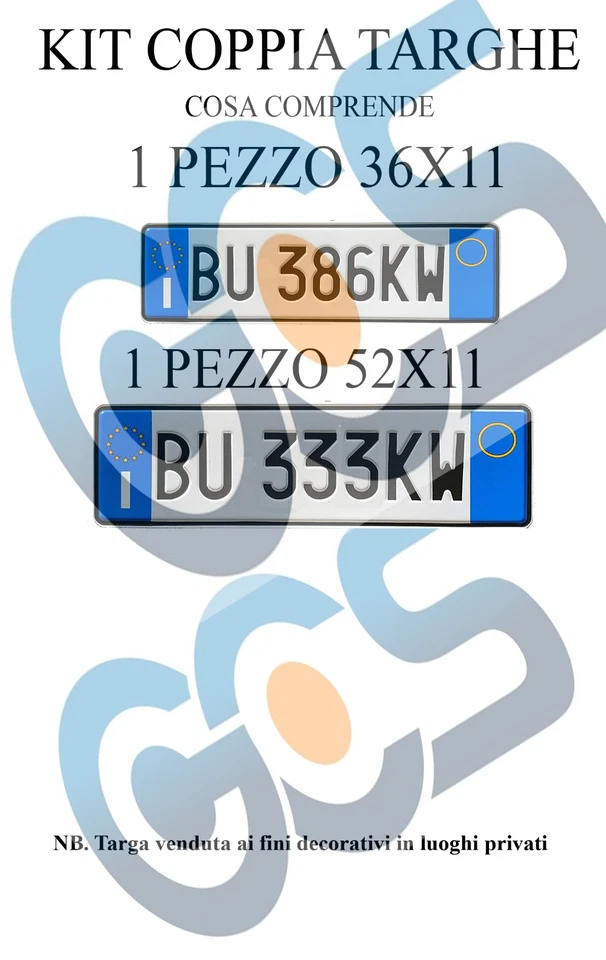 Replica COPPIA targhe auto 1 pz. ANTERIORE 1 pz. POSTERIORE a rilievo targa ita - Bild 1 von 1