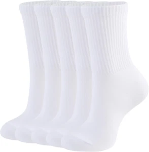 5 Paia Calze Sportive Donna in Cotone Traspiranti Calzini Lunghi Casual Crew Soc - Foto 1 di 12