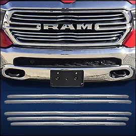 Superposición de rejilla cromada (5 piezas) para Dodge RAM 1500 2019 2020 2021 con parrilla de 5 barras Foto 1 de 3