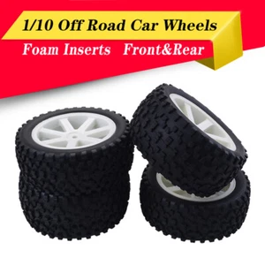 Front Rear Tires Wheels 12mm Hex For Redcat HPI 1/10 Off Road Buggy Car White - Picture 1 of 9