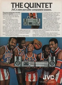 1981 de colección Harlem Globetrotters en JVC sistema de componentes de quinteto anuncio impreso - Imagen 1 de 1