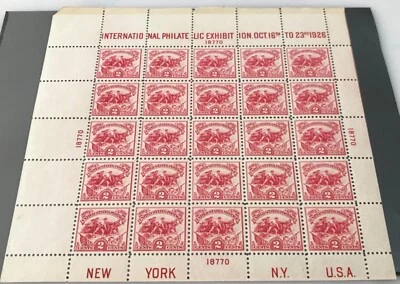 Battle of White Plains 2c Scott 630 Stamps Souvenir Sheet of 25 1926 US MNH - Image 1 of 4