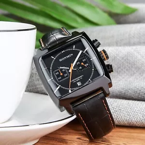 Orologio Uomo Lusso Quarzo Cinturino Pelle HONMIN Monaco Cronografo Calibro 12 - Foto 1 di 13