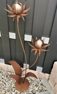 Skulptur Blume Milano Corten 120 cm Kugel golden rose matt Cortenstahl Garten - Bild 1 von 1