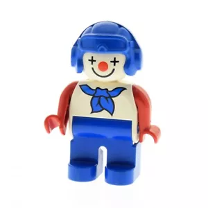 1x Lego Duplo Figur Mann blau weiß Clown Halstuch Zirkus Kanone 4555pb110 - Bild 1 von 1