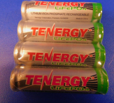 4X  Tenergy LifePO4 AA 3.2V 400mAh LITHIUM IRON PHOSPHATE Rechargeable Batteries • 9.95$