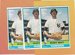 1976 TOPPS BASEBALL LOT (3) RUDY MAY #481 YANKEES EX-EXMT *L4723 - Picture 1 of 1