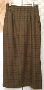 VTG Calvin Klein Collectibles ITALY 100% Wool Long Plaid Lined Skirt Size 2 4 6 - Picture 1 of 13