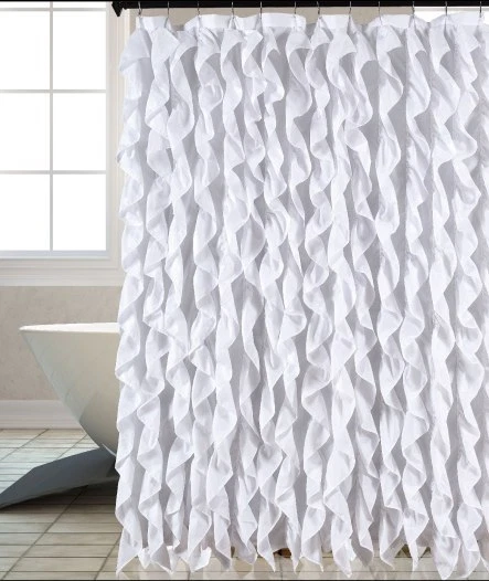 Waterfall  Chic Ruffled Fabric Shower Curtain - Image 1 of 3