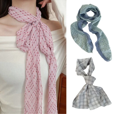 Multifunction Ribbon Hair Band Headband Plaid Long Silk Scarves DIY Elegant  ∠ - Image 1 of 4