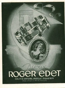 Publicité ancienne bijoux Roger Edet 1945 noir blanc ou couleur issue magazine - Imagen 1 de 2