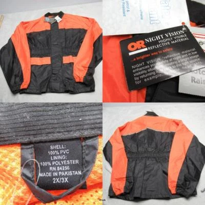 Diamond Plate Biker Jacket Women 2X/3X Orange Rain High Vis Motorcycle Cinch NEW - Image 1 of 4