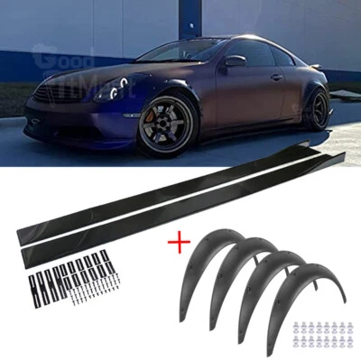 For Infiniti G35 Coupe Sedan Side Skirt Extensions + Fender Flares Wheel Arches - Image 1 of 4