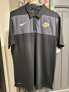 NWOT Nike Polo Dri Fit Men's Los Angeles Lakers Black Size M - Picture 1 of 4