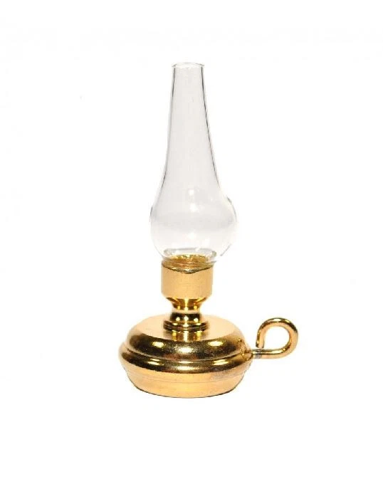Dollhouse Oil Lamp, Miniature Old Fashion Lantern, Brass Lamp Replica with Globe - Image 1 of 1
