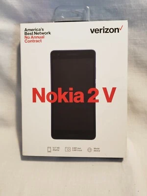 New Verizon Wireless Nokia 2V Prepaid Smartphone - Blue / Silver - SEALED - Image 1 of 4