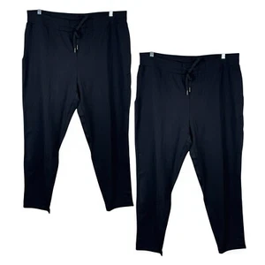 Hue 2 Pairs Womens Menswear Joggers Size XL Black Elastic Waist with Drawstring - Picture 1 of 12