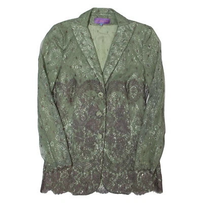 Vintage ALL ABOUT EVE Womens Blazer Jacket Green Lace Viscose 90s S - Image 1 of 4