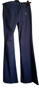 Roberto Cavalli Women’s Pants 42 Bell Bottom Bootcut Stretch Logo Zip Blue New - Picture 1 of 23