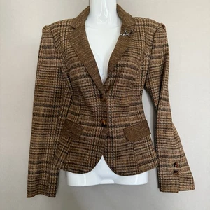 MARC CAIN Blazer 3 100% Virgin Wool Long Sleeve Chic Brown Womens Luxury Preppy - Picture 1 of 16