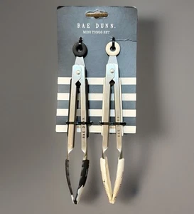 RAE DUNN Mini Tongs Set Of Black White Halloween “Spooky & Boo” Ghost Spider NEW - Picture 1 of 5