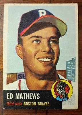 1953 Topps - Eddie Mathews #37 - Imagem 1 de 2