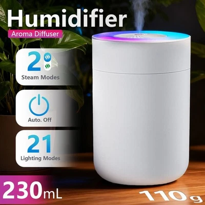 230mL LED Mini USB Air Humidifier Essential Oil Diffuser Ultrasonic Quiet Mist - Image 1 of 4