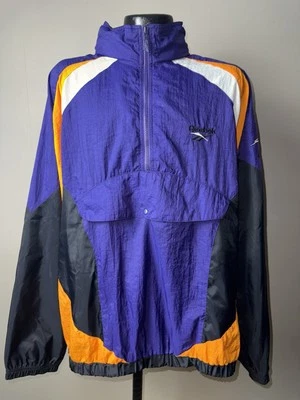 Chaqueta cortavientos multicolor grande Reebok púrpura media cremallera vintage años 90 para hombre Foto 1 de 4