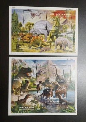 2013 JORDAN DINOSAURIOS ANIMALES PREHISTÓRICOS CONJUNTO TEMÁTICO 2 HOJAS 8 SELLOS MNH  Foto 1 de 2