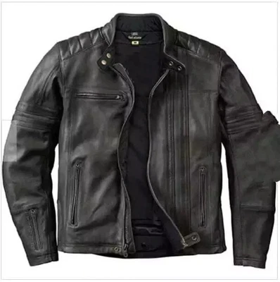 Scorpion EXO 1909 Vintage Motorcycle Armored Padded Black Classic Leather Jacket - Imagem 1 de 4