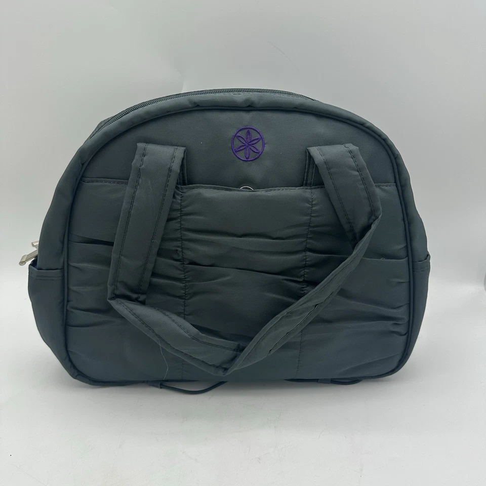 Сумка для йоги Giam серая с фиолетовым внутренним ковриком держатель бутылки для воды 15x12x6 дюймов - Изображение 1 из 4