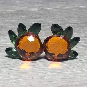 Pendientes de clip vintage Wendy Gell facetados ámbar verde estrás años 80 - Imagen 1 de 5
