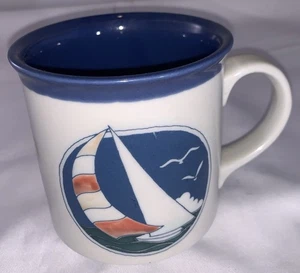 SAILBOAT ON THE OCEAN WITH SEA GULL BIRDS, Ceramic Coffee Mug - Picture 1 of 12