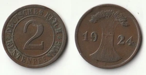 1924 E Germany 2 pfennig coin - Picture 1 of 1