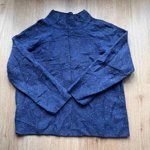 Eileen Fisher Blue Cotton Organic Blend Mock Neck Sweater Size M - Picture 1 of 6