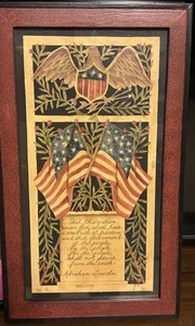 American Patriotic Lincoln "This Nation" Painted Scherenschnitte Paper Cutting - Picture 1 of 6