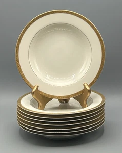Mikasa Ivory China L2818 Colony Gold Rimmed Soup Bowls /Set of 8 / - Picture 1 of 3