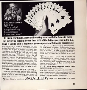 1973 The Gallery Bridgeveryone Print Ad Charles Goren Bridge Cards Teaching - Picture 1 of 1